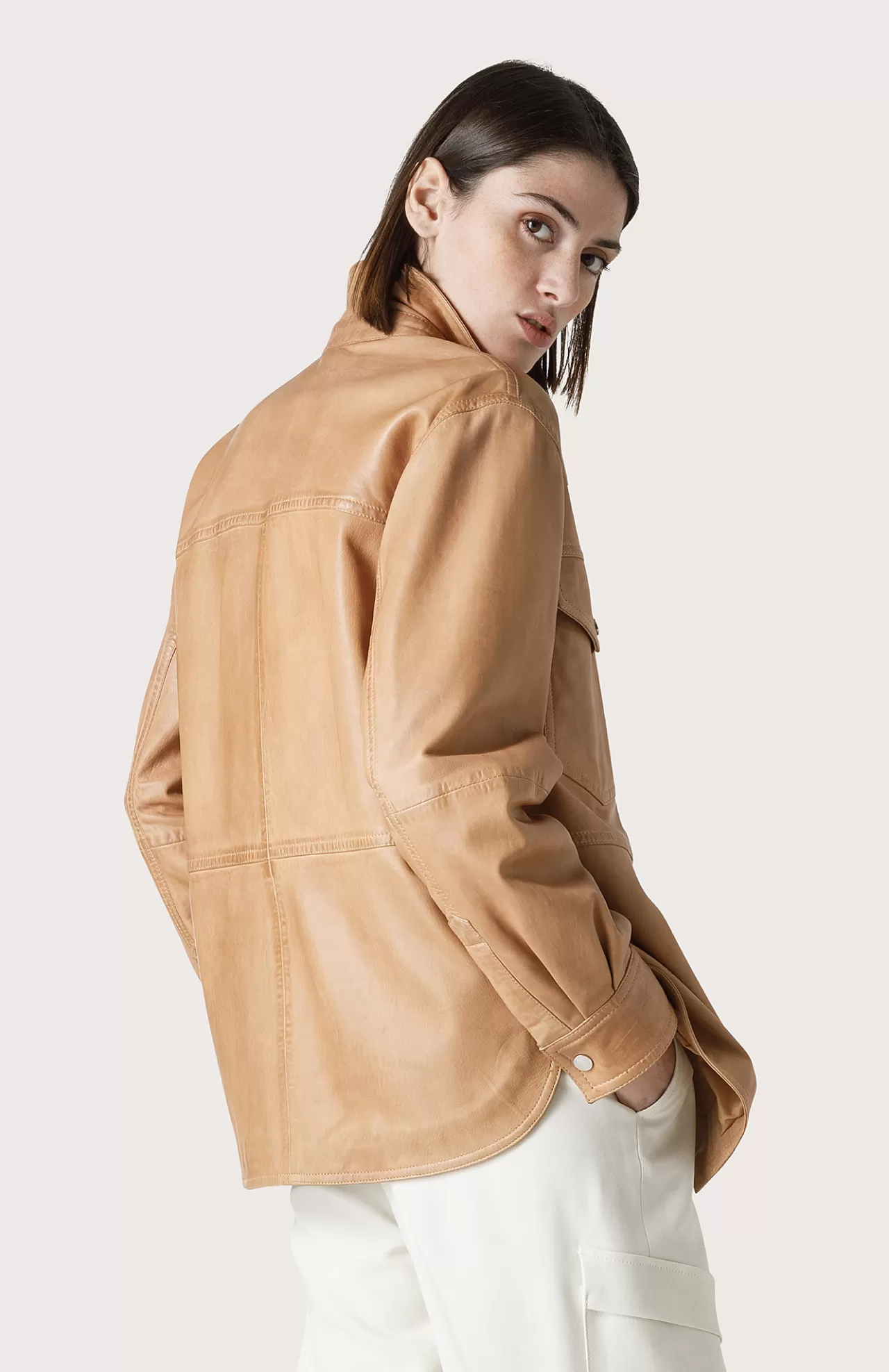 Donna Seventy Venezia Giacche^Overshirt In Pelle Effetto Vintage